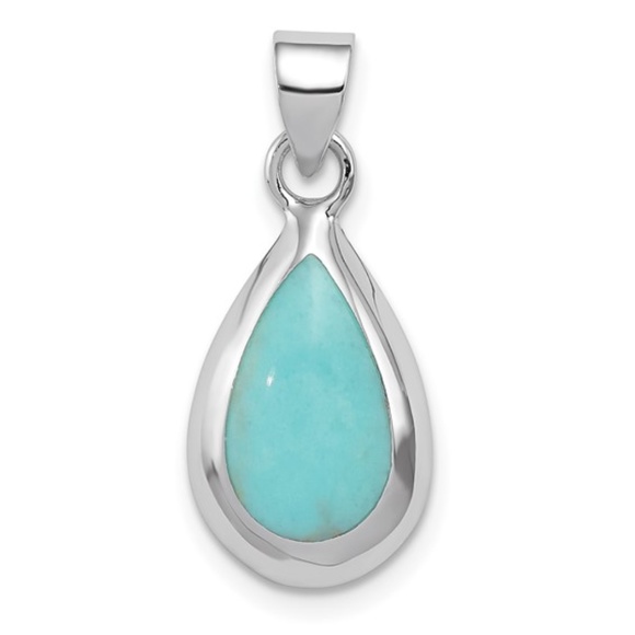 Jewelry - Turquoise Teardrop Pendant Sterling Silver
